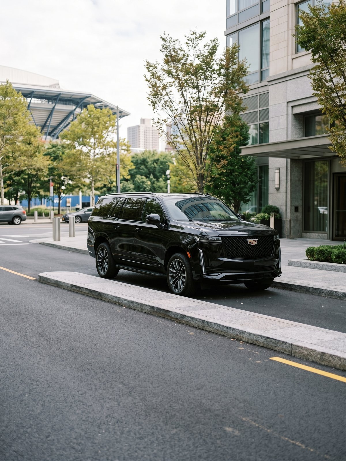 US Open transportation NYC event arrival with black luxury SUV